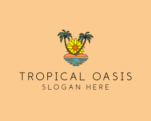 Sunflower Beach Island logo design