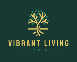 Living - Golden Tree Meditation logo design