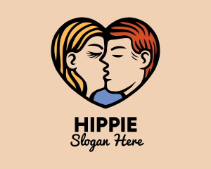 Couple Kiss Heart  logo design