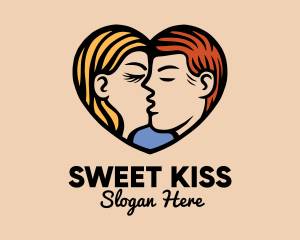 Kiss - Couple Kiss Heart logo design