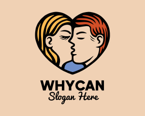 Boyfriend - Couple Kiss Heart logo design