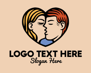 Lover - Couple Kiss Heart logo design