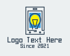 Online Class - Lightbulb Mobile Tablet logo design