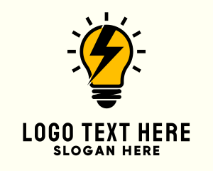 Thunder - Lightbulb Lightning Energy logo design