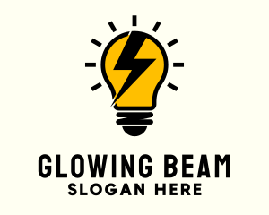 Fluorescent - Lightbulb Lightning Energy logo design