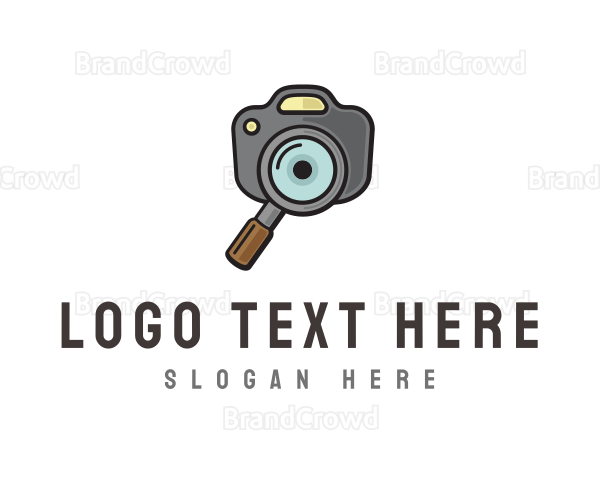 Camera Magnifying Glass Logo