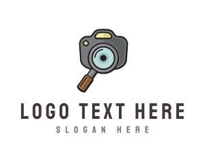 Photo Booth - Camera Magnifying Glass logo design