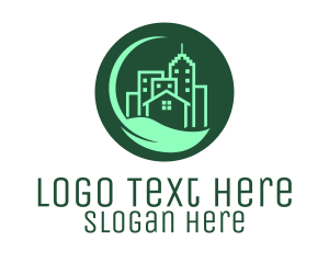 Land Development - Eco Green City  Buildings logo design