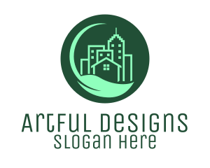 Eco Green City  Buildings logo design