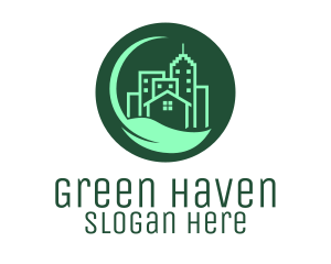 Eco Green City  Buildings logo design