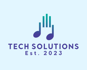 Techno - Music Note Tune logo design