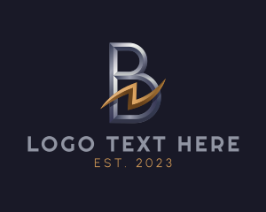 Charge - Lightning Bolt Letter B logo design