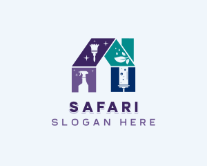 Spray Bottle - Cleaning Sanitation Housekeeper logo design