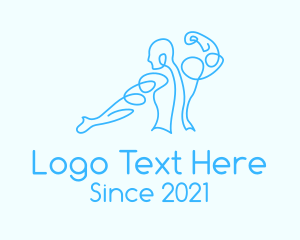 Musculine - Blue Muscular Man logo design