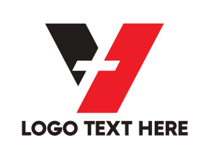 Text - Black Red V Abstract logo design
