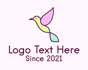 Pigeon - Pastel Hummingbird Outline logo design