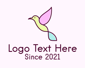 Flying - Pastel Hummingbird Outline logo design