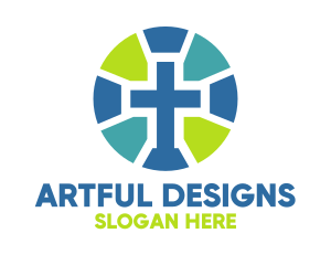 Mosaic Cross Badge logo design