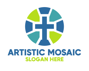 Mosaic - Mosaic Cross Badge logo design