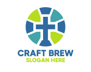 Mosaic Cross Badge logo design