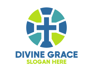 Jesus - Mosaic Cross Badge logo design