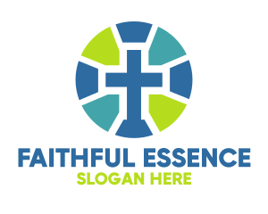 Faith - Mosaic Cross Badge logo design