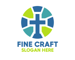 Mosaic Cross Badge logo design