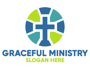 Ministry - Mosaic Cross Badge logo design