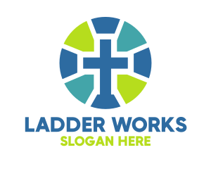 Mosaic Cross Badge logo design