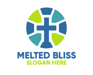 Mosaic Cross Badge logo design