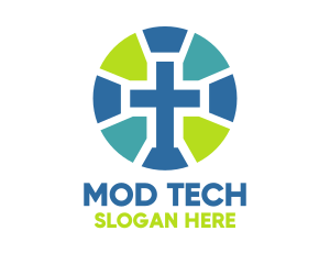 Mosaic Cross Badge logo design