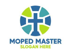 Mosaic Cross Badge logo design