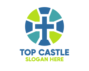 Mosaic Cross Badge logo design