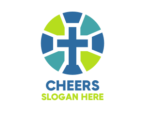 Cross - Mosaic Cross Badge logo design