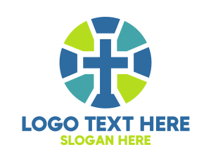 Cross - Mosaic Cross Badge logo design
