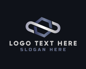 Metalworks - Metallic Hexagon Loop logo design