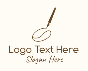 Fountain Pen - Coffee Bean Drawing logo design