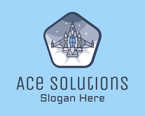 Spaceship Rocket Fighter Jet logo design