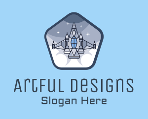 Spaceship Rocket Fighter Jet logo design