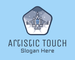 Spaceship Rocket Fighter Jet logo design