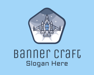 Spaceship Rocket Fighter Jet logo design