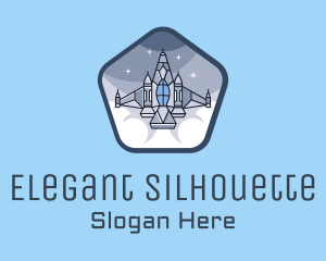 Spaceship Rocket Fighter Jet logo design