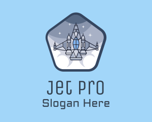 Spaceship Rocket Fighter Jet logo design