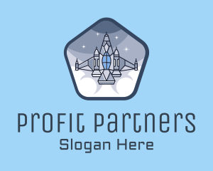 Spaceship Rocket Fighter Jet logo design