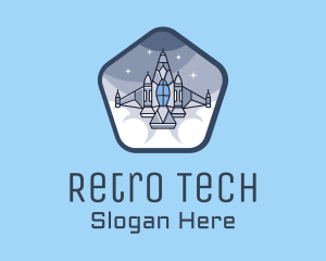 Spaceship Rocket Fighter Jet logo design