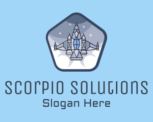 Spaceship Rocket Fighter Jet logo design