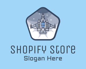 Spaceship Rocket Fighter Jet logo design