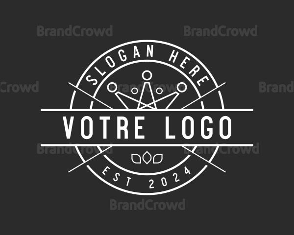 Hipster Crown Badge Logo