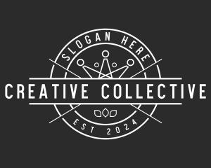 Hipster Crown Badge logo design