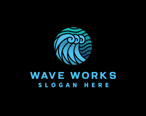 Wave Water Ocean logo design